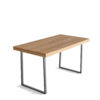 Industrieller Klapptisch mit Metallgestell und Holztischplatte.